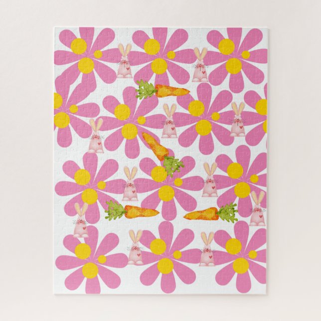 Puzzles Spring Carrots Bunny Rabbit Floral (Vertical)