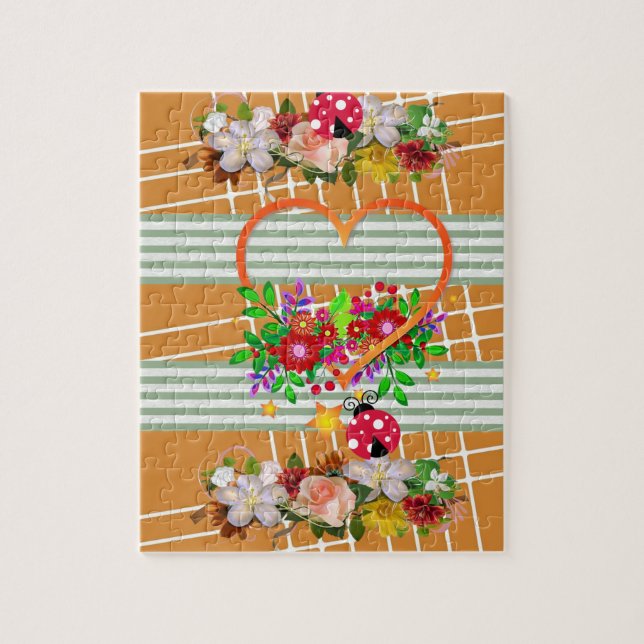 Puzzles Stripe Floral Flowers (Vertical)
