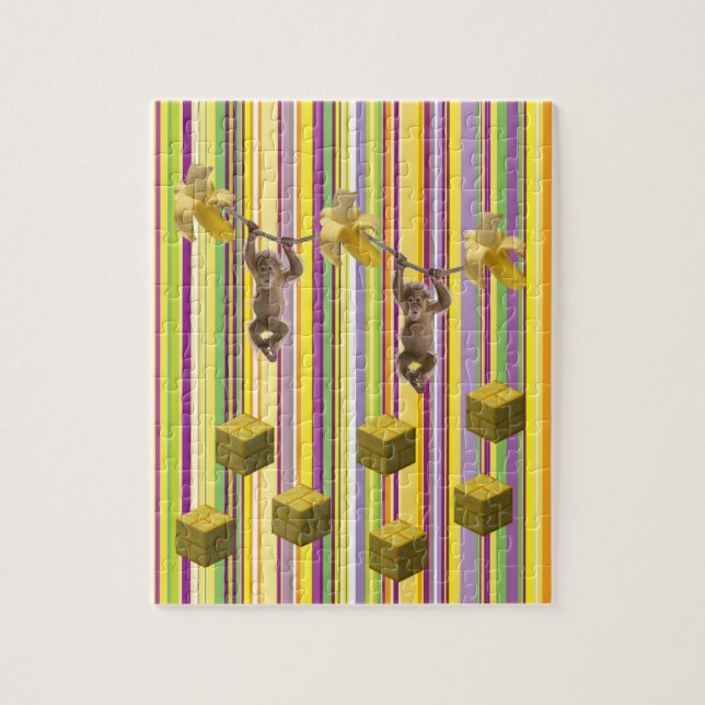 Puzzles Stripes Monkey Banana (Vertical)