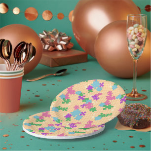 Puzzles - Summer Colour Outline Colour Background Paper Plate