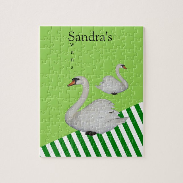 Puzzles Swans Green Stripe (Vertical)