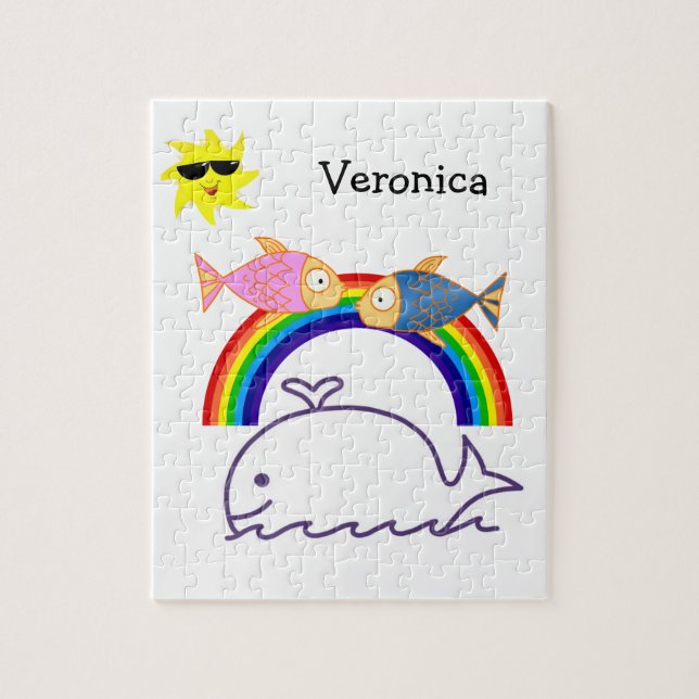 Puzzles Whale Fish Rainbow Sun (Vertical)