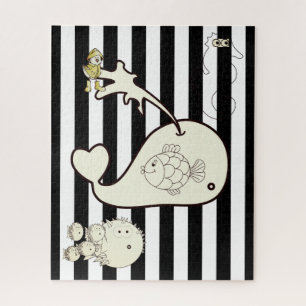 Puzzles Whales Black & White Stripes