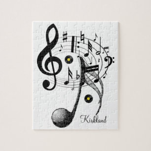 Puzzles White and Black Music Notes