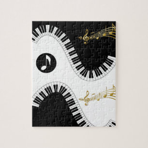 Puzzles White and Black Music Notes