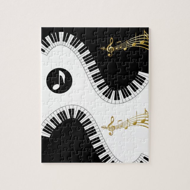 Puzzles White and Black Music Notes (Vertical)