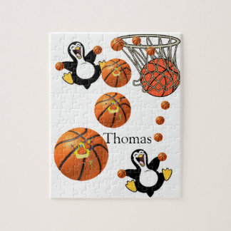 Puzzles White and Black Penguin Basketball Court