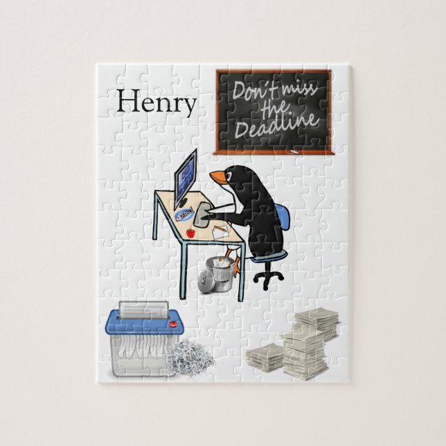 Puzzles White and Black Penguin Deadline Office (Vertical)