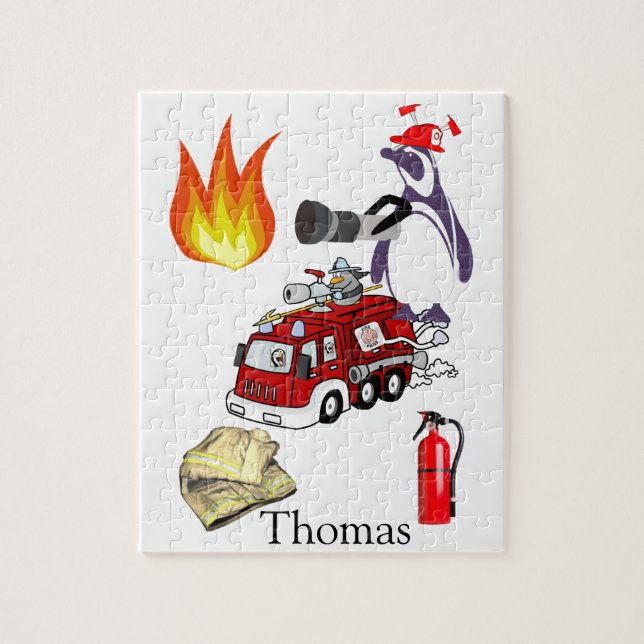 Puzzles White and Black Penguin Fireman Fire (Vertical)