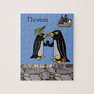 Puzzles White and Black Penguin Pirate Stone
