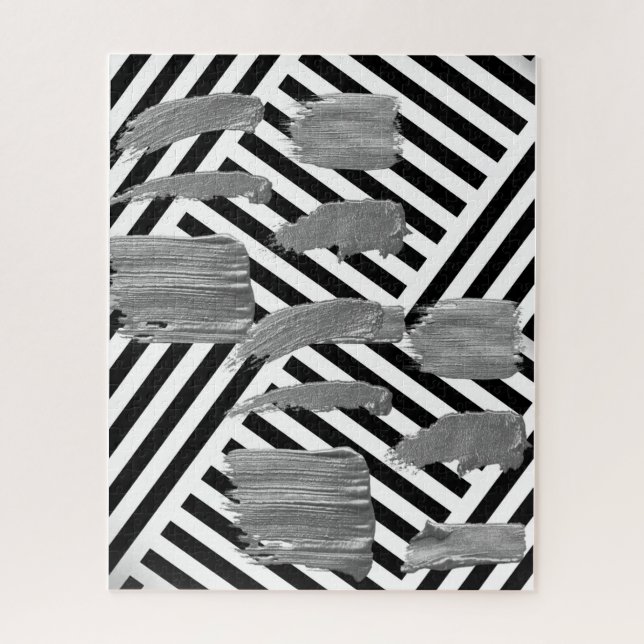 Puzzles White & Black Stripe Silver (Vertical)