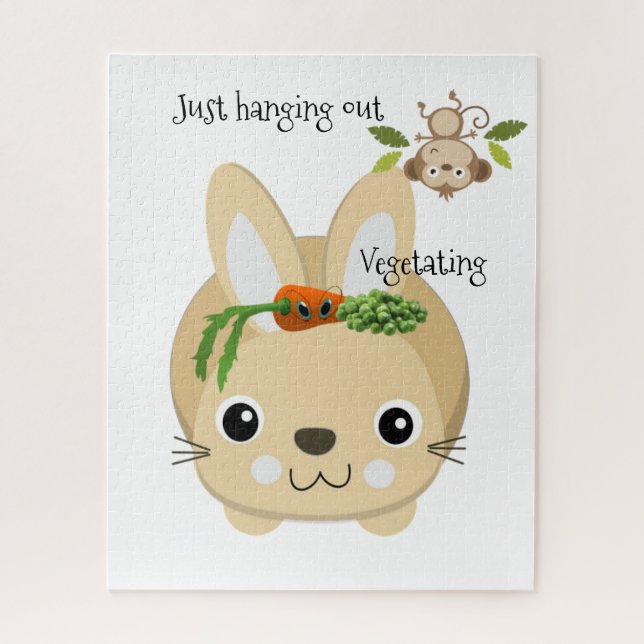 Puzzles White Monkey Rabbit Carrots & Peas (Vertical)