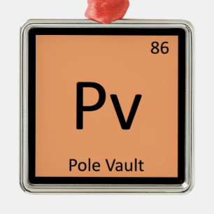Pv - Pole Vault Track and Field Chemistry Symbol Metal Tree Decoration