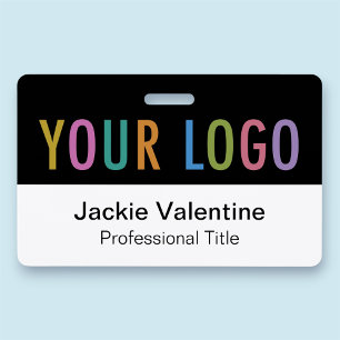 PVC Name Badge Horizontal Logo Work ID Tag Black