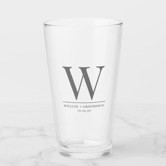Pwerspnalized Monogram Name Groomsman Glass (Front)