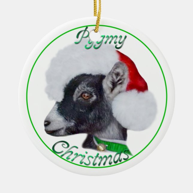 Pygmy Goat in Santa Hat Christmas Ornament (Front)