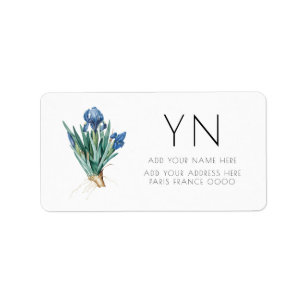 "PYGMY IRIS"  ADDRESS LABEL BY REDOUTÉ
