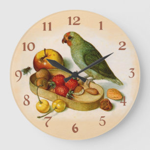 Pygmy Parrot With Fruit and Nuts Large Clock