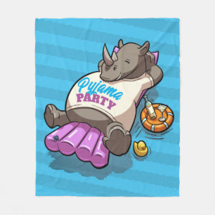 Pyjama Party Funny Rhino Inflatable Cartoon Fleece Blanket