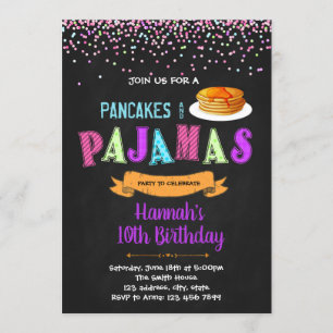 Pyjamas and pancakes birthday invitation