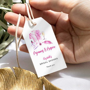 Pyjamas and Prosecco Bridal Shower Pink Watercolor Gift Tags