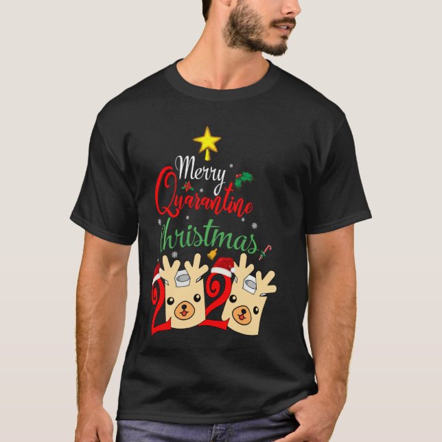 Pyjamas Family Matching Xmas Merry Quarantine Chri T-Shirt (Front)