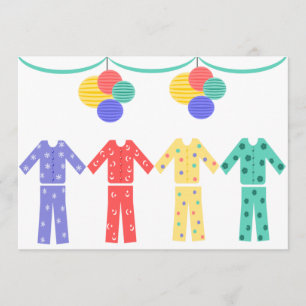 Pyjamas In A Row Pajama Party Invitation