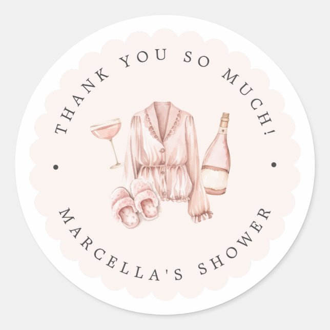 Pyjamas & Prosecco Bridal Shower Bachelorette Classic Round Sticker (Front)