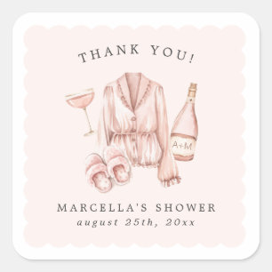 Pyjamas & Prosecco Bridal Shower Bachelorette Square Sticker