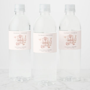 Pyjamas & Prosecco Bridal Shower Bachelorette Water Bottle Label