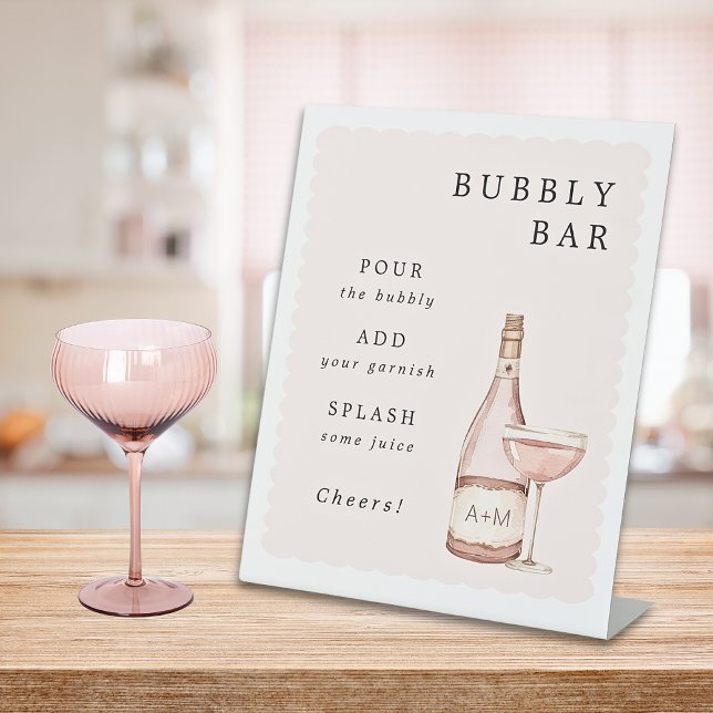 Pyjamas & Prosecco Bridal Shower Bubbly Bar Pedestal Sign (Creator Uploaded)