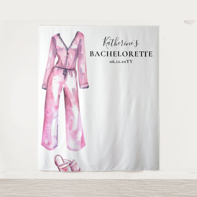 Pyjamas Prosecco Chic Bachelorette Party Backdrop Tapestry (Front)