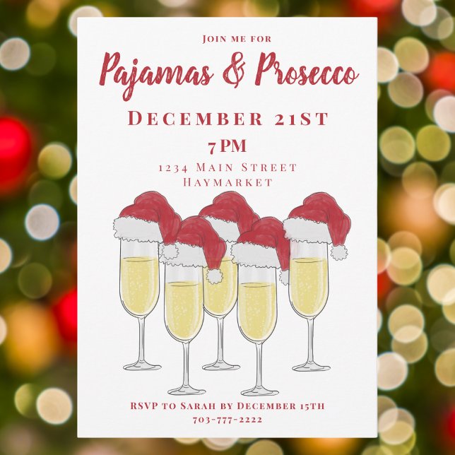 Pyjamas & Prosecco Christmas Party Girls Night  Invitation (Creator Uploaded)