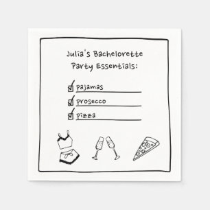 Pyjamas & Prosecco Handwritten Bachelorette Party  Napkin