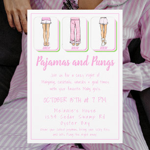 Pyjamas & Pungs Mahjong Pajama Party Girls Night Invitation