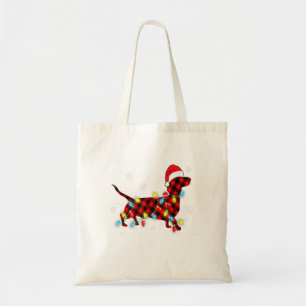 Pyjamas Red Buffalo Plaid Dachshund Dog Merry Chri Tote Bag