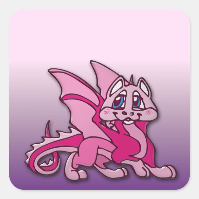 Pynky the dragon square sticker (Front)
