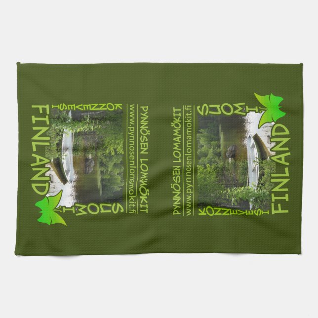 Pynnösen Lomamökit custom kitchen towels (Horizontal)