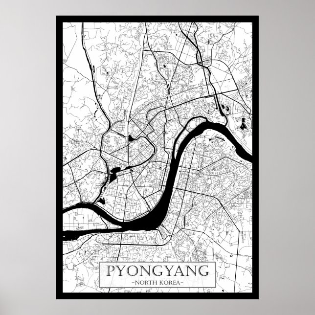 Pyongyang North Korea Map Poster (Front)