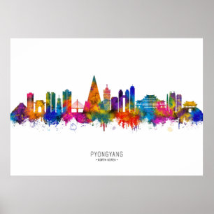 Pyongyang North Korea Skyline Poster