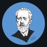 Pyotr Tchaikovsky Classic Round Sticker<br><div class="desc">Graphic portrait of composer</div>