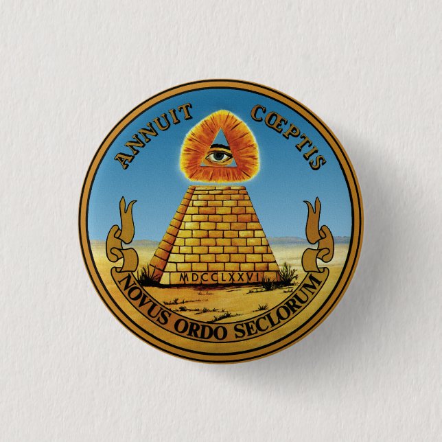 Pyramid and Eye - All Seeing Eye Round Button ~ (Front)