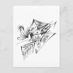 Pyramid Black White Abstract Tribal Tattoo Art Postcard