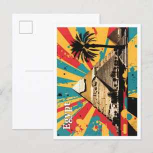 Pyramid Cairo Egypt Pop Art Travel Illustration Postcard