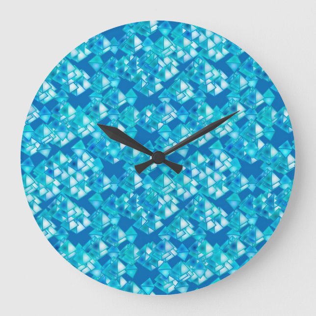Pyramid crystals, turquoise and blue large clock (Front)