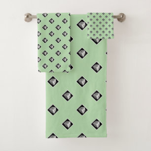 Pyramid Cube Repeat Mint Green Bath Towel Set