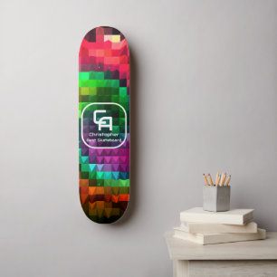 Pyramid Fractal  Monogram Multicolors Skateboard