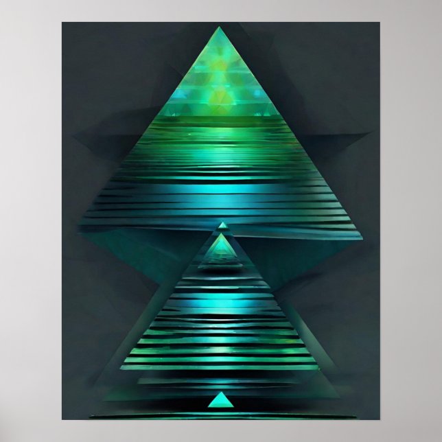 PYRAMID GREEN TEAL LIGHT ART POSTER (Front)