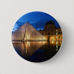 Pyramid in Louvre Museum,Paris,France 6 Cm Round Badge