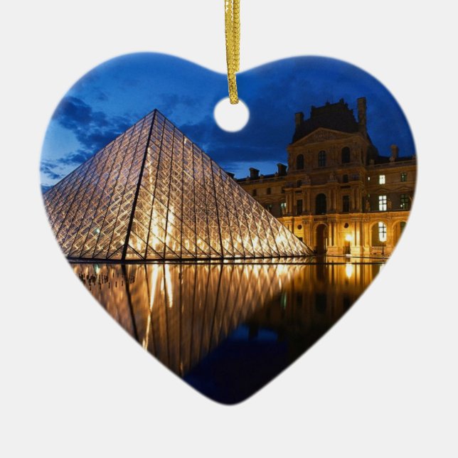 Pyramid in Louvre Museum,Paris,France Ceramic Tree Decoration (Front)